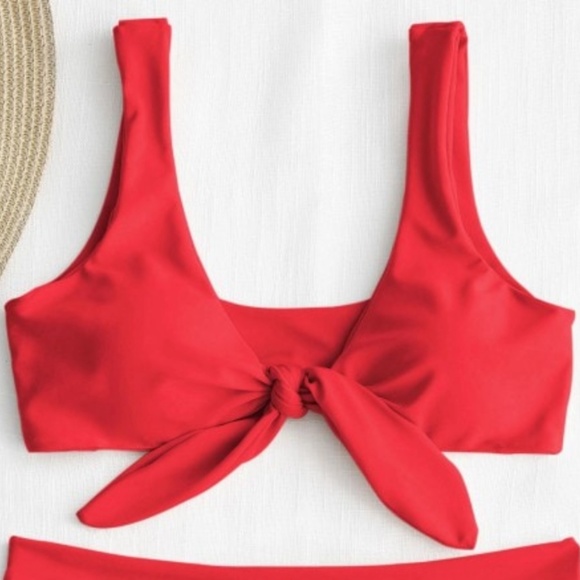 Zaful Other - Zaful Bright Red Front Tie Padded Bikini Top NWOT